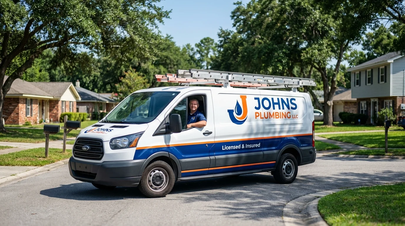 Johns Plumbing LLC service van in Elmer, NJ