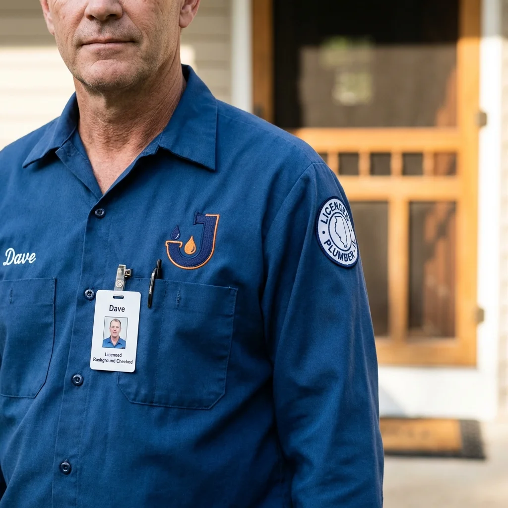 Licensed plumber showing ID badge in Elmer, NJ